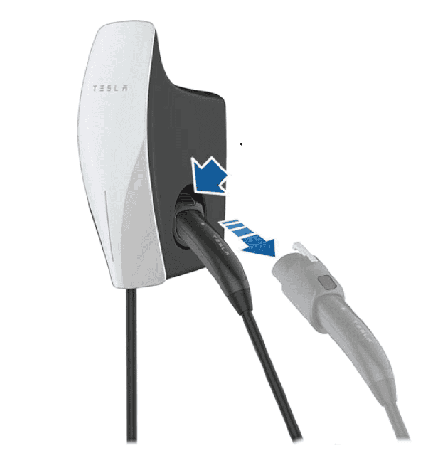 Universal Wall Connector showing how to release the J1772 adapter